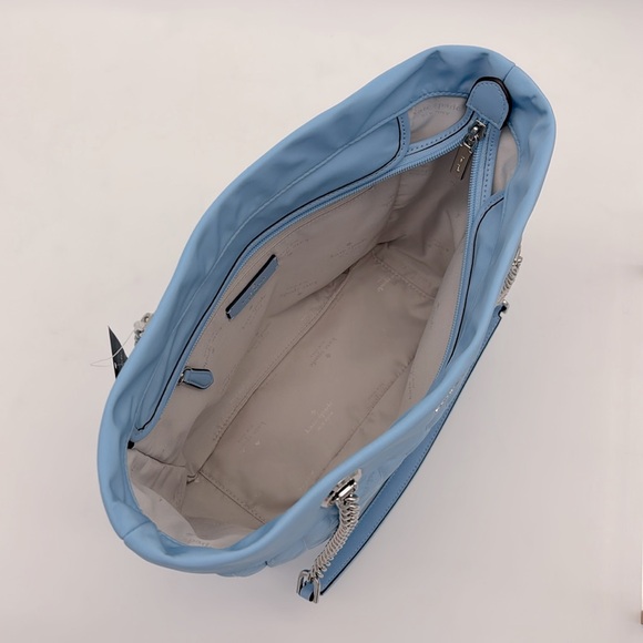 Kate Spade Spade Flower Quilted Fabric Medium Tote & Cosmetic Pouch Montauk Blue - Picture 7 of 16